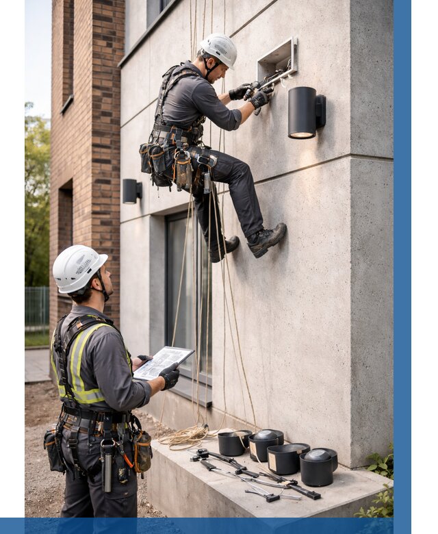 Монтаж фасадного освещения в Мичуринске от 2589 р. | ВЫСОТНИК-Мчр