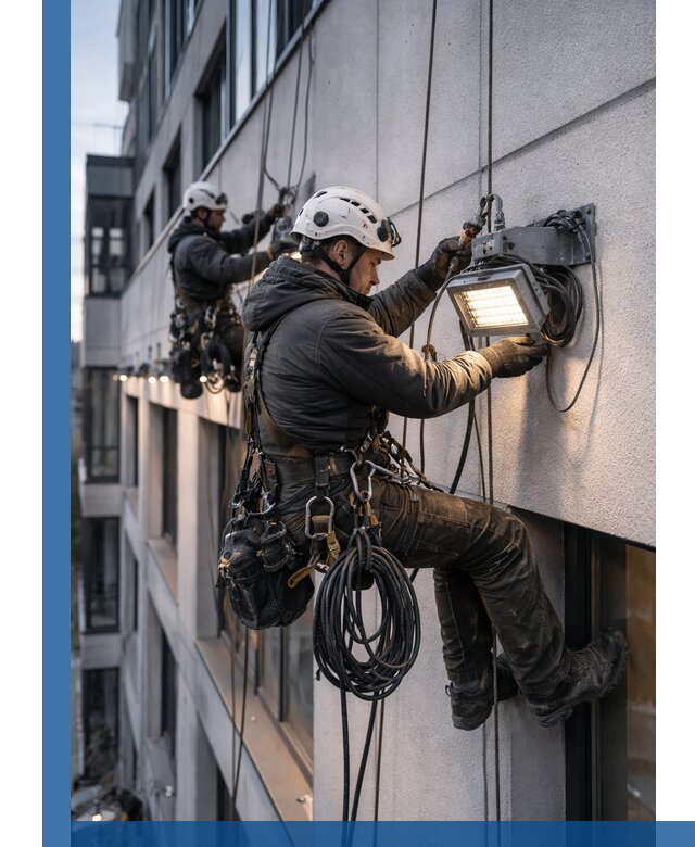 Монтаж фасадного освещения в Мичуринске установка и подключение