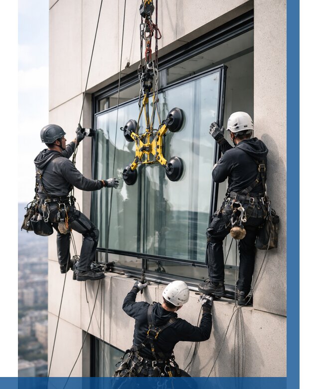 Монтаж стеклопакетов на высоте в Мичуринске от 3313 р. | ВЫСОТНИК-Мчр