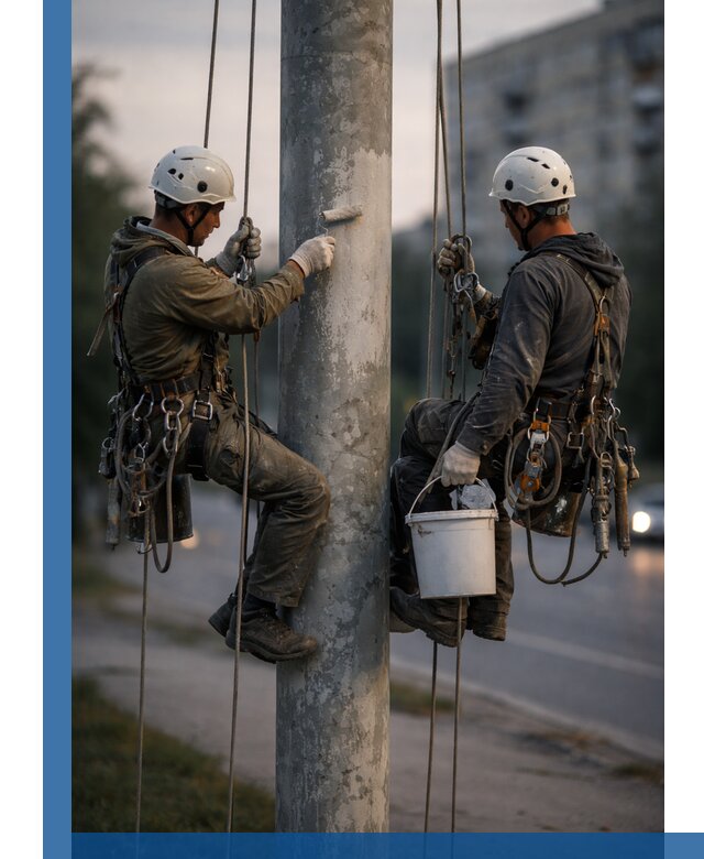Покраска опор освещения и антикоррозийная защита в Мичуринске