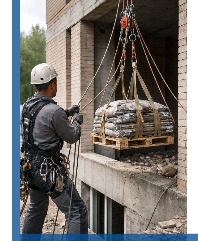 Подъем материалов на этаж веревками в Мичуринске оперативно