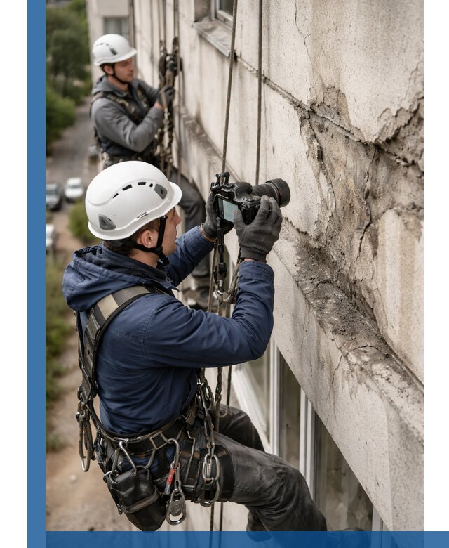 Фотофиксация дефектов фасада с высотной съемкой в Мичуринске