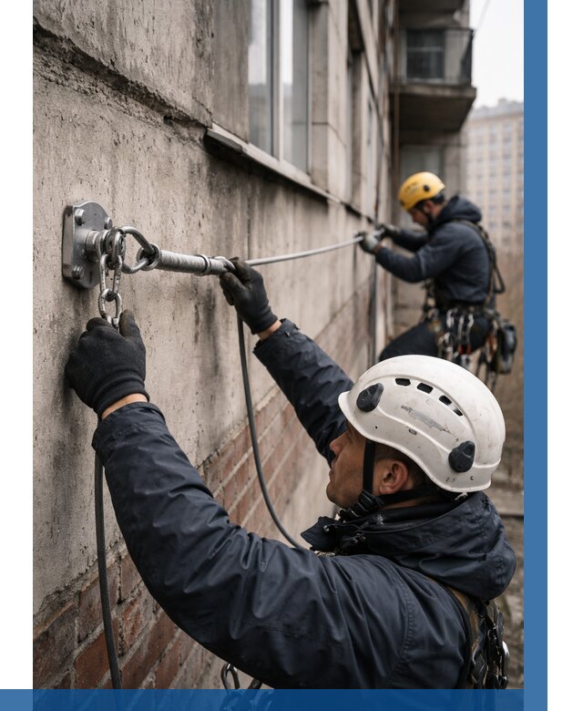 Монтаж анкерных линий в Мичуринске от 3106 р. | ВЫСОТНИК-Мчр