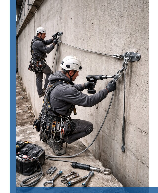 Монтаж анкерных линий высотной безопасности в Мичуринске